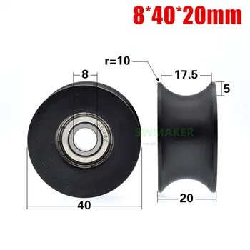 

10pcs 8*40*20mm groove U roller, plastic 420 stainless steel bearing, pulley plastic guide wheel