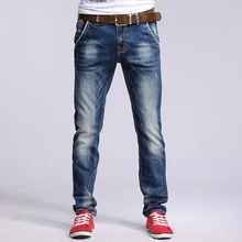 Новый Плюс Размер 28-36 Середине Джинсы Талии Мужчины Карандаш Denim Тонкий Брюки Классические Узкие Джинсы Мужчины Эластичные Брюки # YZ6615