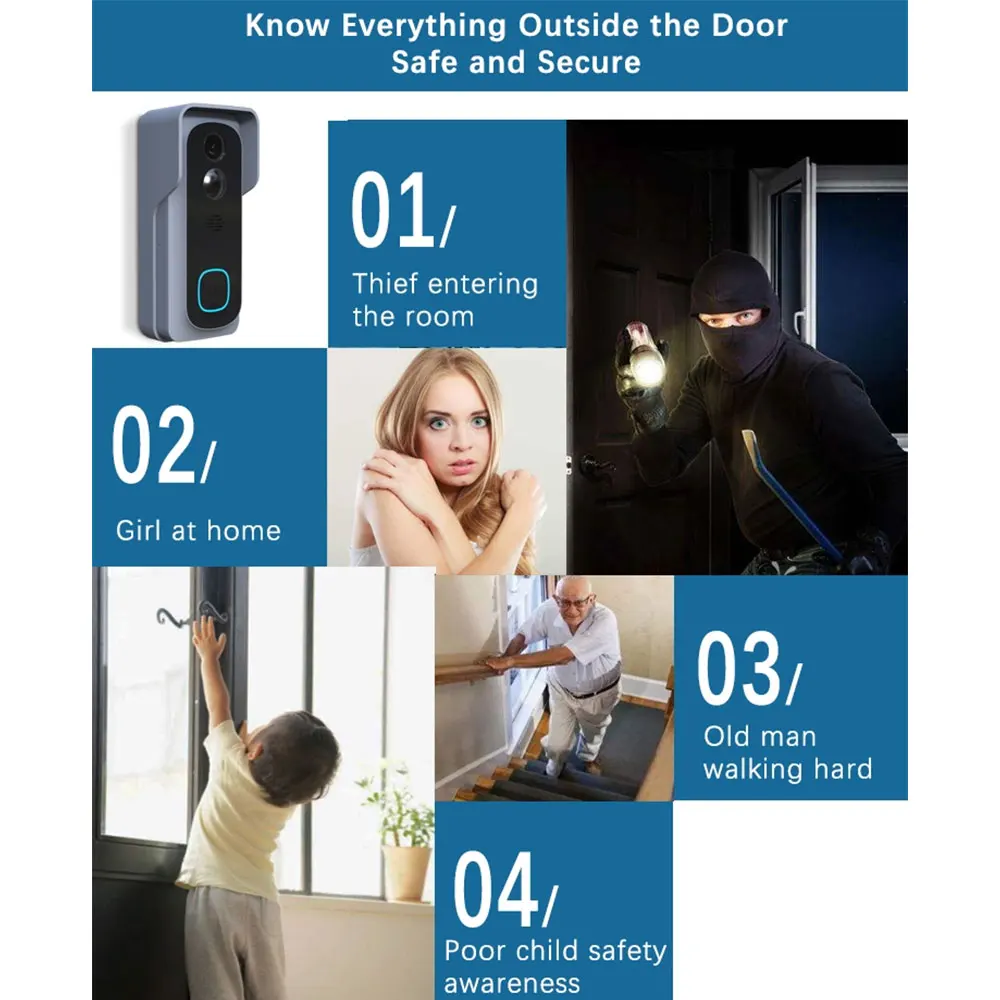 WiFi смарт-видео, дверной звонок камера домашняя охранная система ночного видения видеодомофон SmartLife приложение управление через iOS Android телефон