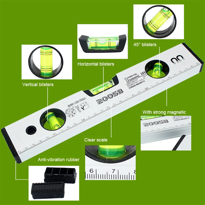 Многофункциональный высокий точный спиртовой уровень Магнитный высокий подшипник правильный нержавеющие горизонтальная линейка AI88