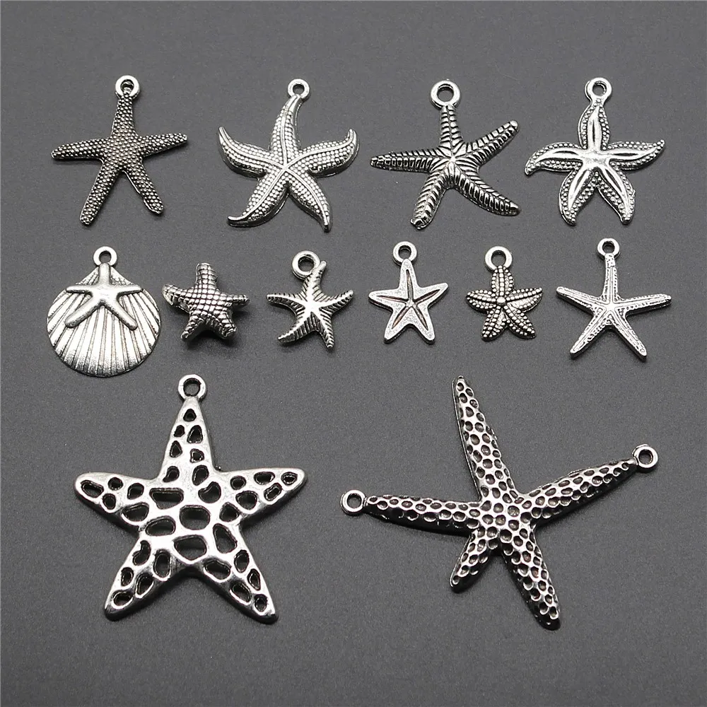 

10pcs Marine Starfish Charms Antique Silver Color Starfish Pendant Charms Sea Animal Starfish Charms Jewelry Accessories