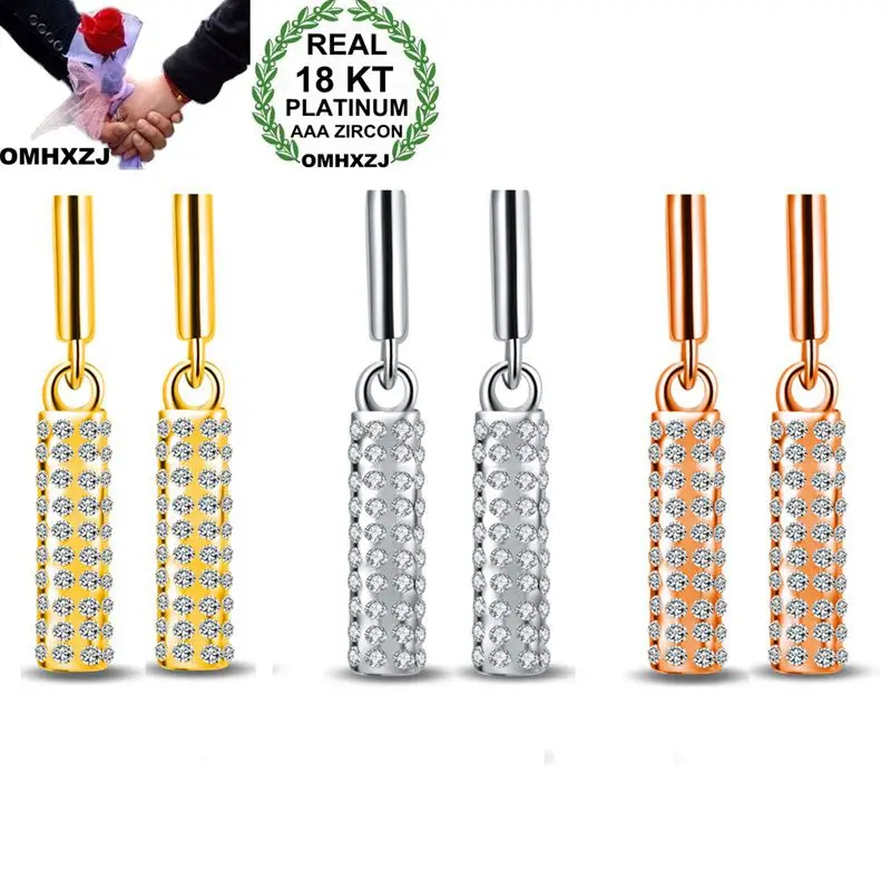 

OMHXZJ Wholesale Personality Fashion OL Woman long Zircon 18KG Gold White Gold Rose Gold Stud Earrings+Necklace Jewelry Set SE29