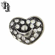 Rhinestone Heart Snap Charms Silver Money Gold Ingot Snap Buttons Jewelry Luck peace Wealth Sign Fortune Amount SJSB1270
