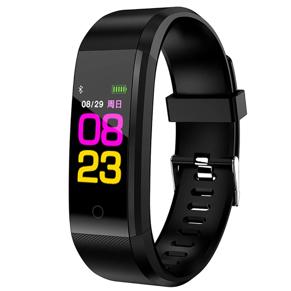 Фитнес Смарт-часы для мужчин и женщин Шагомер монитор сердечного ритма водонепроницаемые спортивные часы для бега для Android IOS bayan kol saati - Цвет: black