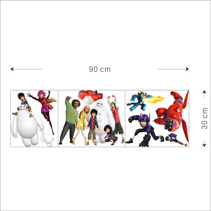 Big Hero Baymax Wall Stickers For Nursery Kids Room Pattern Home Decorations PVC Walls Decals Cartoon Movie Mural Art DIY Poster