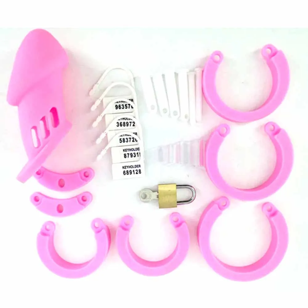 Tanie CB6000 różowy Sex zabawki materiał silikonowy mężczyzna Chastity Cock klatki Sexy dla mężczyzn blokada paska penisa z klatką Gay urządzenie Chastity Lock