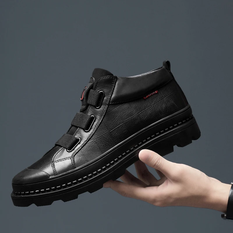 Мужские ботинки повседневная обувь мужские кожаные зимние ботинки Роскошные брендовые черные кроссовки дизайнерская обувь для мужчин Высокое качество Новинка