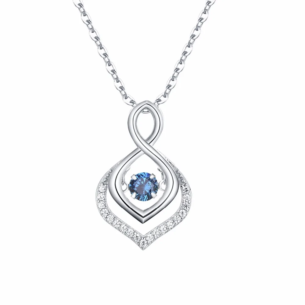 YL 925 Sterling Silver Engagement Wedding Fashion Necklaces for Women 2017 with Dancing Colorful Stone Necklace Fine Jewelry | Украшения и