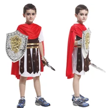 Распродажа Обувь для мальчиков Римского солдата костюм милый красный плащ Комбинезоны для малышек Детские год Маскарад Party этап древних рыцарь принц выполнять