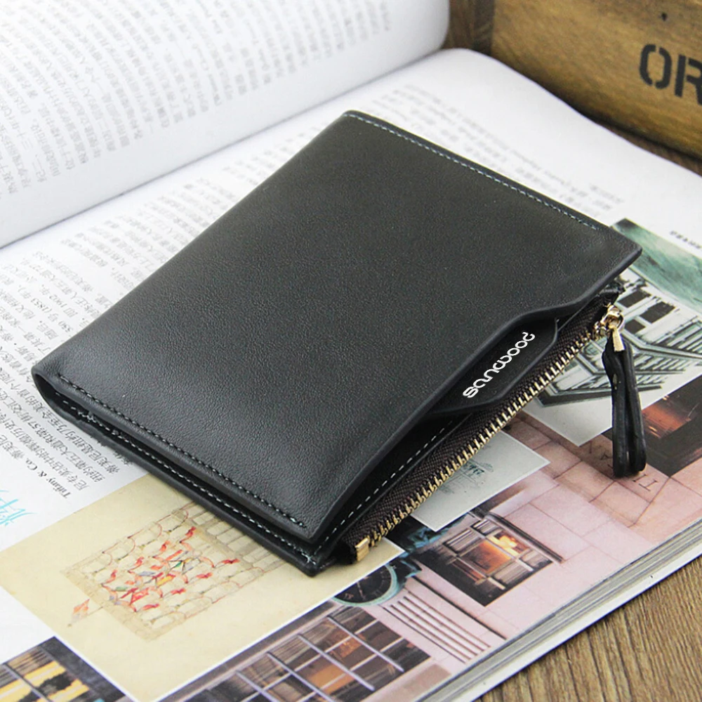 2016 Мужской Короткий вертикальный кошелек из искусственной кожи двойной клатч