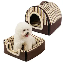 Многофункциональным из теплого флиса мягкая Съемная собачья будка домашних животных гнездо с коврики Складной Собака Кошка Кровать Дом для малых и средних собак товары для животных, собак