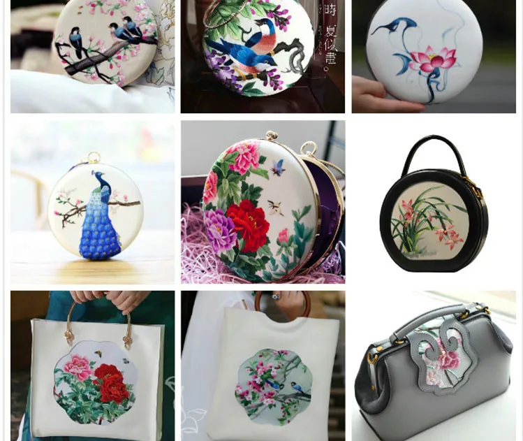 Китайская Этническая двухсторонняя ручная вышивка цветы птицы Круглые 20 см используется для сумок одежды веер картины украшения и т. Д