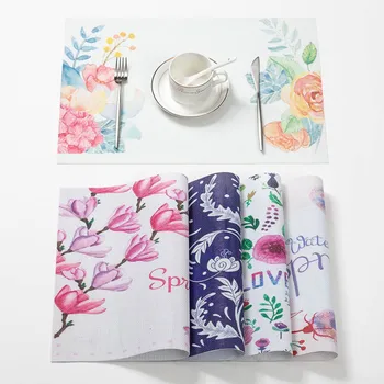 

Flower PVC Table Mats Modern Painting Placemats Eco-Friendly for Kitchen Table for Dining Table Bar Coffee Table Pad Coaster