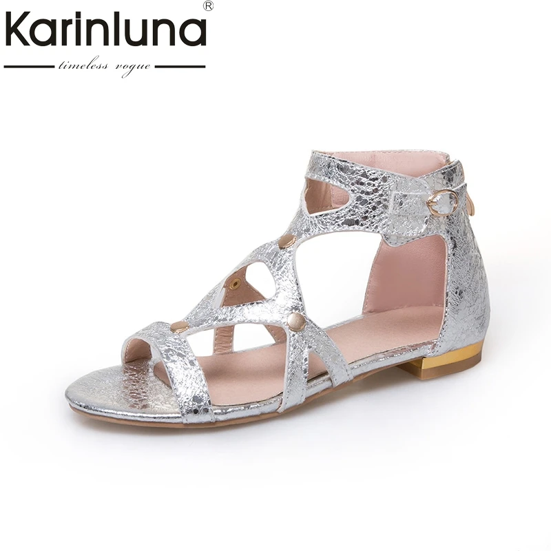 

Karinluna 2018 Large Size 33-43 FLAT HeelS Sandals Summer Shoes Woman Leisure gladiator Women Shoes