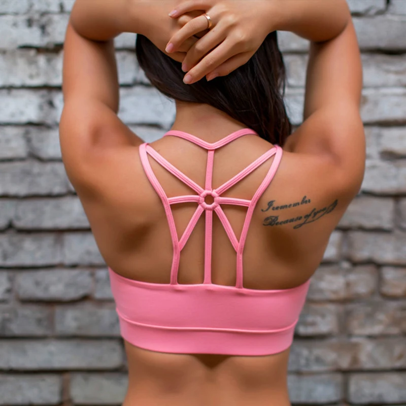

Patty Both 2018 Women Sport Top Athletic Vest Movement Sports Bra Yoga Top Aptitud Bra Popular Padded Strappy Activewear Workout