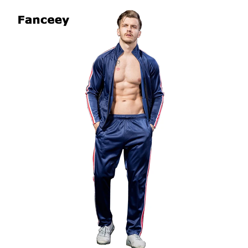 Fanceey, спортивный костюм, спортивный костюм для мужчин, с боковой полосой, для улицы, мужской спортивный костюм s, спортивная одежда, мужской костюм для фитнеса, одежда для спортзала, набор для бега