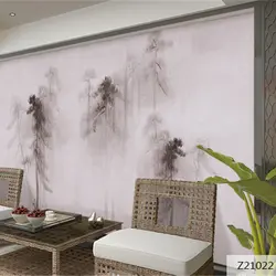 Пользовательские 3D принт Ткань и текстильные обои для стен тканью фрески матовый шелк для Гостиная китайский Ёлки черный и белый