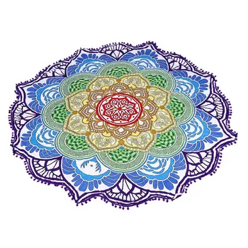 

Large Polyester Indian Tapestry Round Yoga Mat Bath Towel Tassel Colorful Beach Towel Blanket Shawl 150x150 cm Tapestry Mat