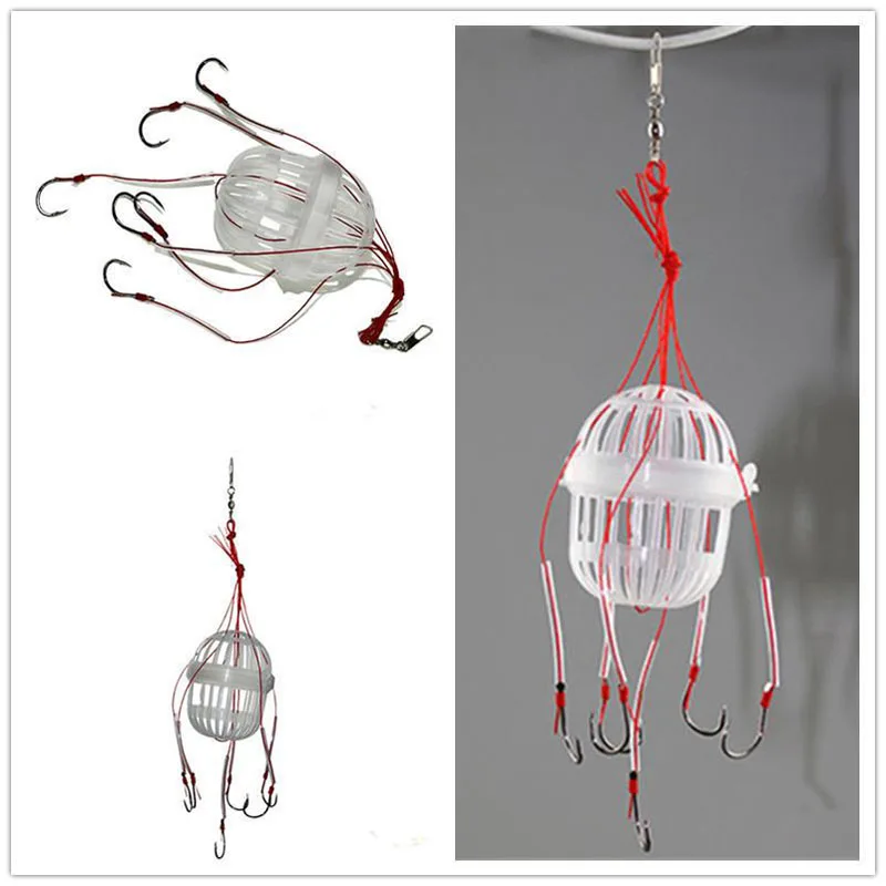 4pcs//lot Explosion Fishing Hook Fishing Lure Bait Trap Feeder Cage Sharp Fishing