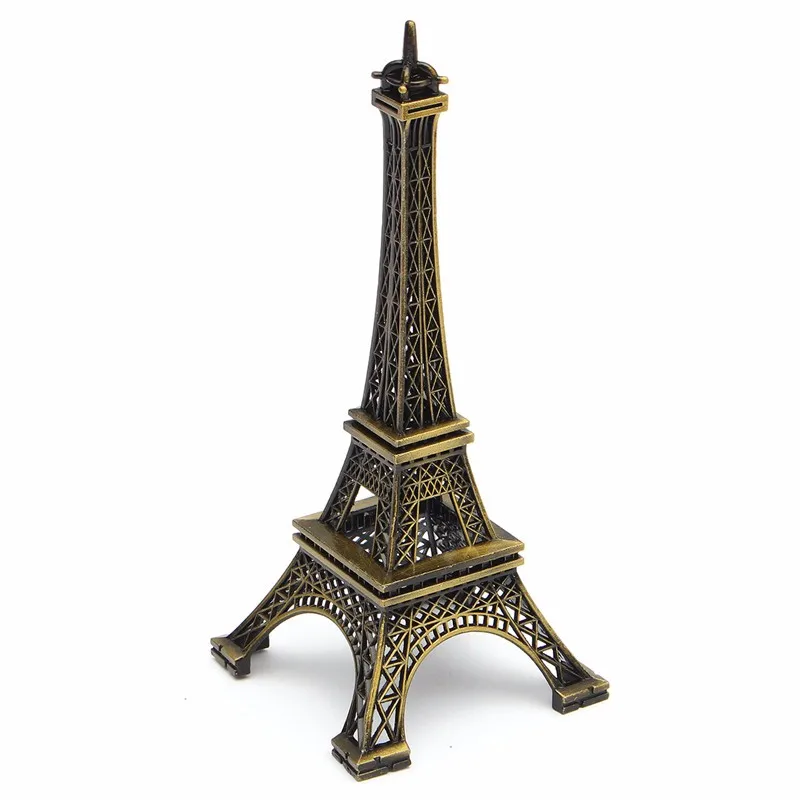 

KiWarm 15cm Bronze Tone Paris Eiffel Tower Figurine Statue Vintage Model Decor Metal Crafts For Home Desk Room Decoration