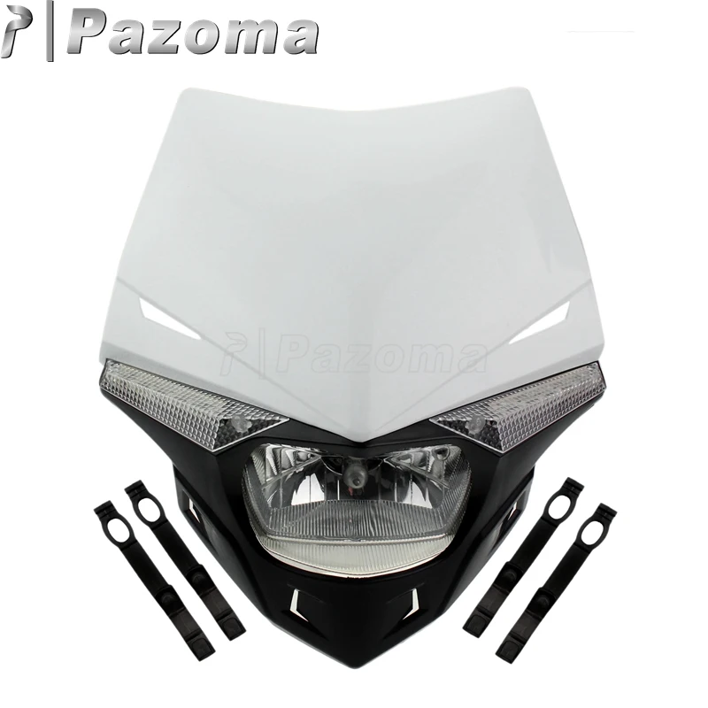 Pazoma Универсальный Мотоцикл Дорога легального уличного истребителя эндуро светодиодный фонарь для HONDA XR mtmtx XLR 250 450 200 - Цвет: Белый