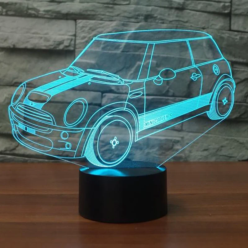  Vehicle Shape LED 3d Night Light Novelty Visual Classic Car USB Desk Table Lamp 7 Colors Changing S
