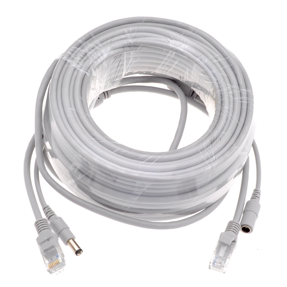 GADINAN 5 м/10 м/15 м/20 м/30 м дополнительный серый CAT5/CAT-5e Ethernet кабель RJ45+ DC мощность CCTV сети Lan кабель для системы ip-камер