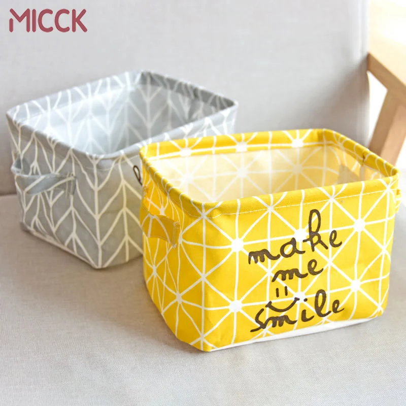 

MICCK Cotton Linen Desktop Storage Basket Sundries Storage Box Table Storage Basket Underwear Cosmetic Storage Bags Organizer