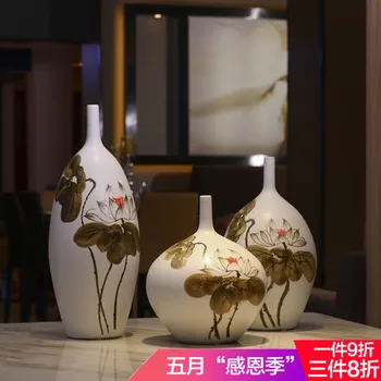 

of new Chinese hand-painted lotus flowers in the vase for Jingdezhen ceramic ornaments table living room decoration