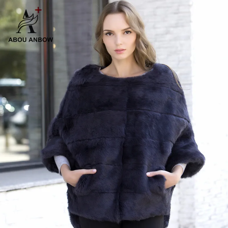 

2019 Newest Rabbit Fur Coat Bat sleeved Fur Jacket Women's Autumn and Winter Natural Pink Short Loose Mink Real Fur Coat Female