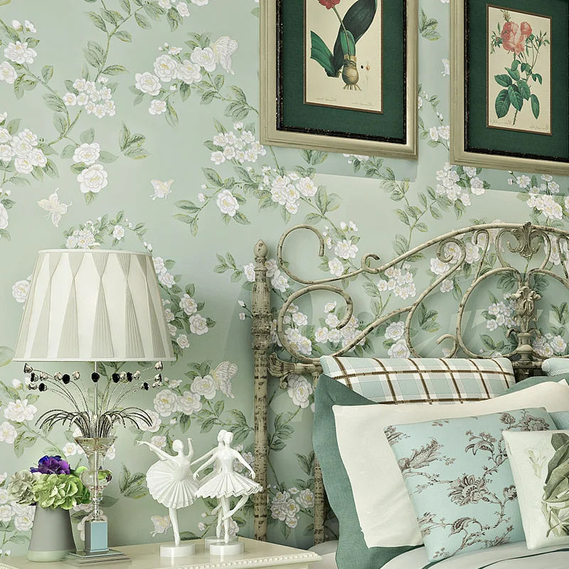 Us 33 32 51 Off Beibehang Fresh Flowers Nonwoven Wallpaper Warm Living Room Bedroom Wallpaper Backdrop Wallpaper Light Green Countryside In