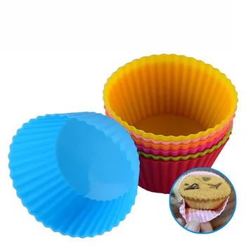 

6Colos 7cm Silicone Cake Cupcake Cup Cake Tool Bakeware Baking Silicone Mold Cupcake and Muffin Cupcake for DI