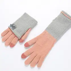 Женские зимние вязаные волшебные перчатки для сенсорного экрана с 2 пальцами