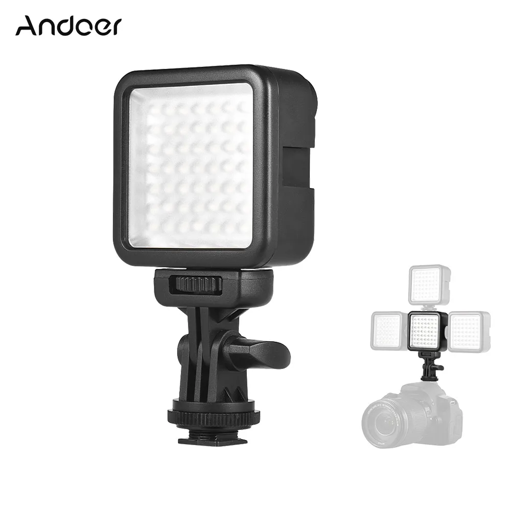 Andoer W49S мини Dimmable интерлок светодиодный видео свет заполняющий свет 6000K CRI90+ W/адаптер крепления для Canon Nikon sony Pentax