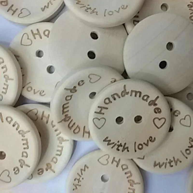 

100pcs Love Heart Handmade Wood Wooden Button Sewing Scrapbook DIY Decor Craft 15MM 20MM 25MM