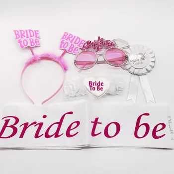 

Bridal Bachelorette Party Favors Set of 5 Bride Sunglasses Bride to be Sash Badge Hair Clasp Ribbon Garters Hen Party Supplies