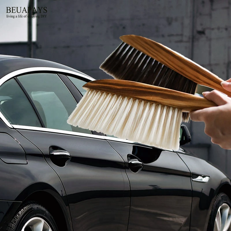 

2pcs Wood Crafts Soft Dust Cleaning car Bedroom Broom Sofa Seat wooden Cleaning Antistatic Cleaning Tool decoration for home