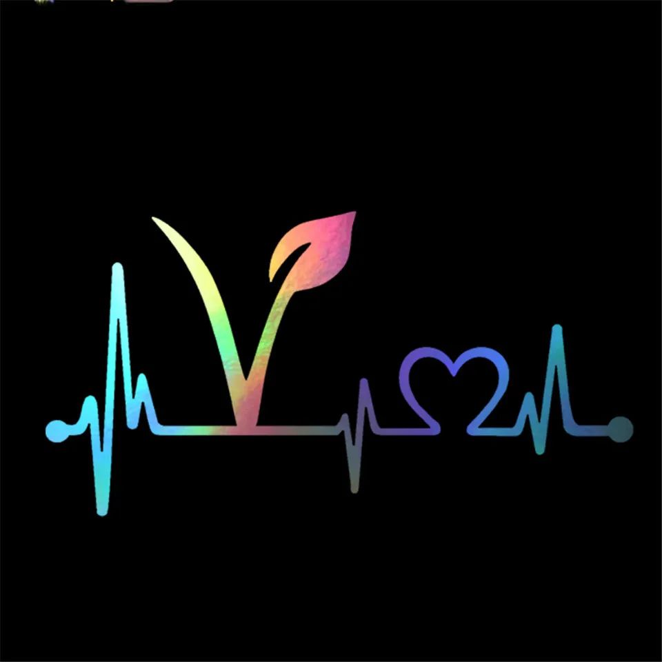 20.3cm10.2cm Car Sticker Vegan Vegetarian Heartbeat Lifeline Vinyl Car Accessories car-styling decals (7)