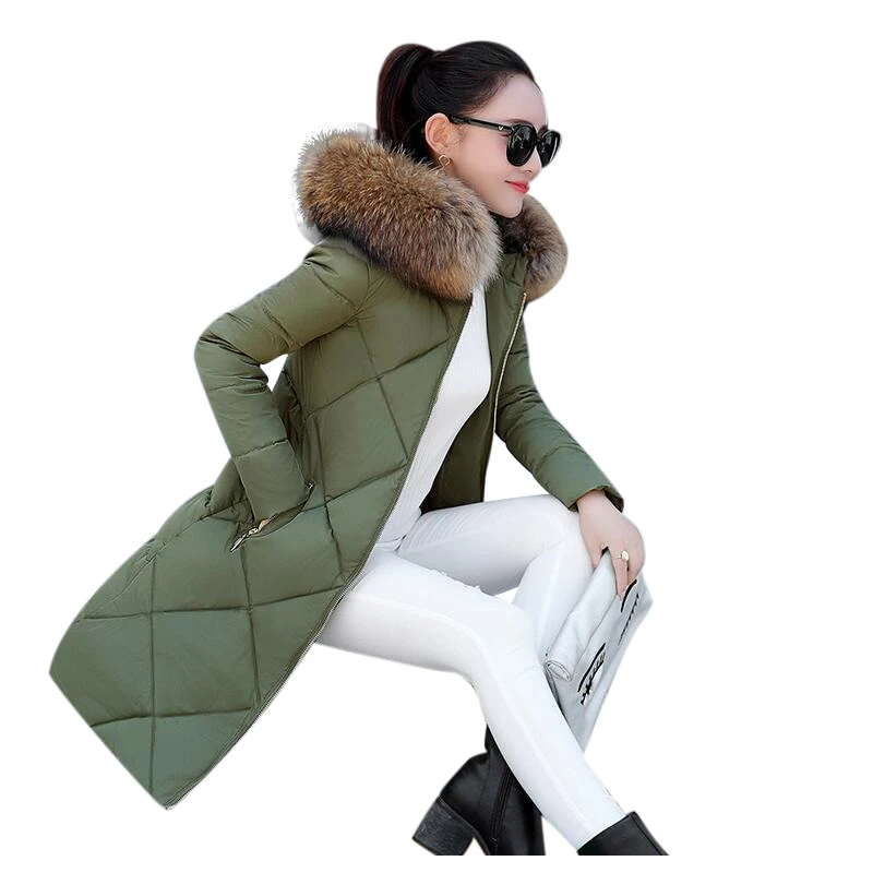 

Big Real Fur Winter Jacket Female Coat 2017 New Winter Coat Women Raccoon Fur Collar Warm Womens Down Jacket Thick Women Parkas