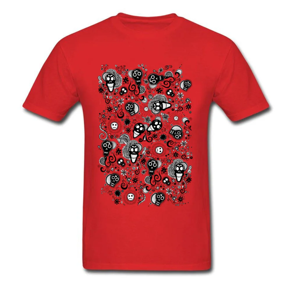 Design Birthday Summer Fall Cotton Fabric Round Collar Mens Tees Europe Clothing Shirt 2018 New Fashion Short Sleeve T Shirts Happy Mexican Day of the Dead red
