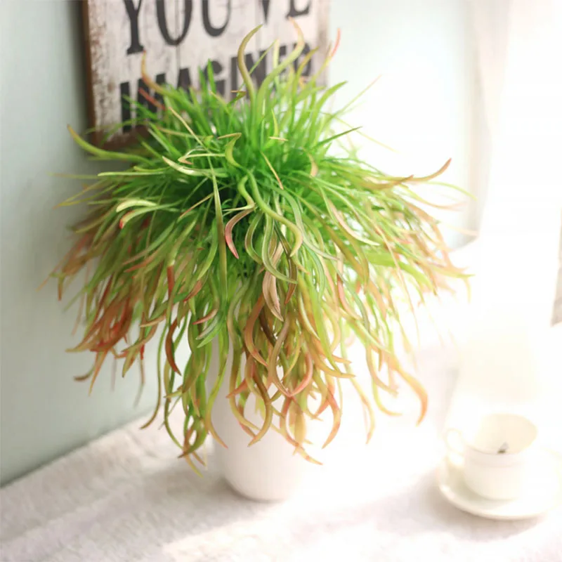 1pc Curved Grass Hanging Artificial Plants Green Real Touch Home Decoration Flower Wall Balcony Accessories | Дом и сад