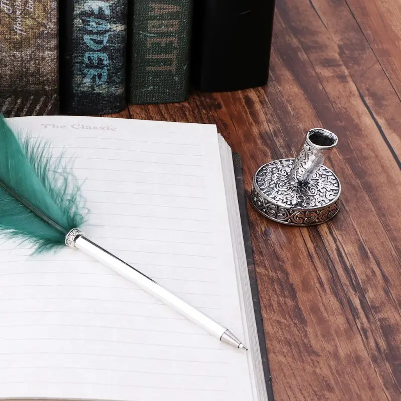 Винтажная металлическая круглая ручка-держатель для перьев, перьевые ручки, школьные офисные принадлежности, канцелярские принадлежности, студенческий подарок