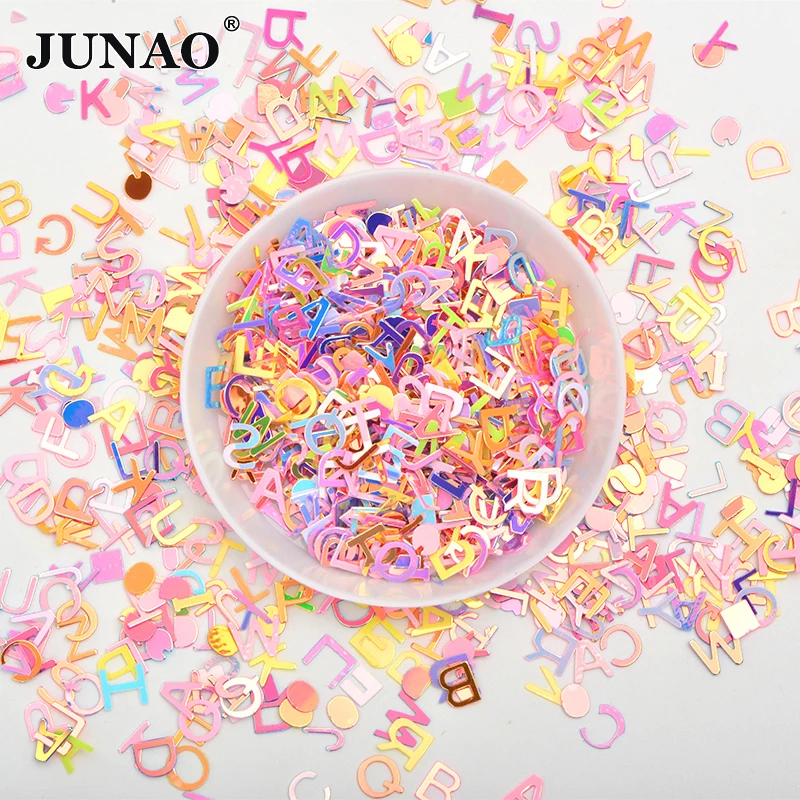 

JUNAO 10g Mix Color Mix Shape Sparkles Small Letter Nail Sequins Face Nail Confetti Decoration Sequin Paillette Scrapbook Crafts