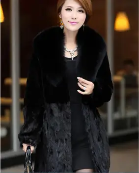 

2017 autumn and winter new imitation fur women's coat fox fur collar sexy women fashion coat S-3XL
