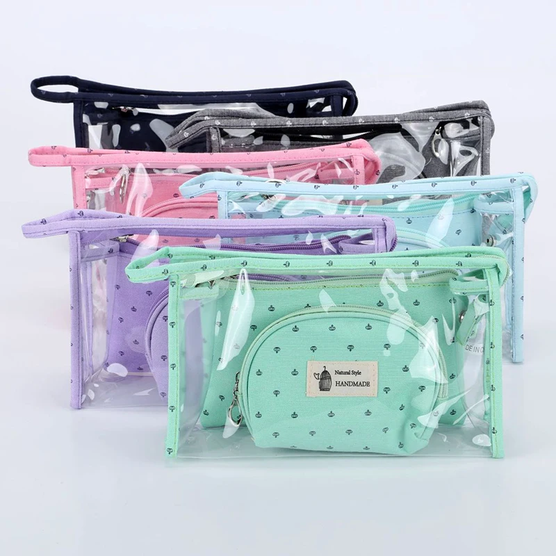 

3pcs/set Storage Bags Organizer Women Cosmetic Cleanser Pouch Makeup Sundries Make Up Portable Container Bathroom Accessories
