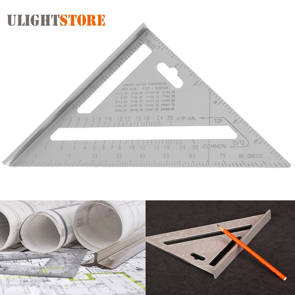 

7 Inch Aluminium Alloy Triangle Angle Protractor with 0.1 Accuracy and 1 Scale Value for Industrial Measuring Tool Ruler