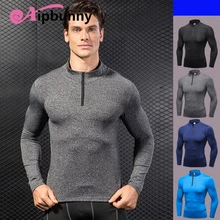 Aipbunny зимняя мужская быстросохнущая беговая рубашка с длинным рукавом для бега Осенняя фитнес, тренажерный зал Велоспорт Джерси футболка одежда