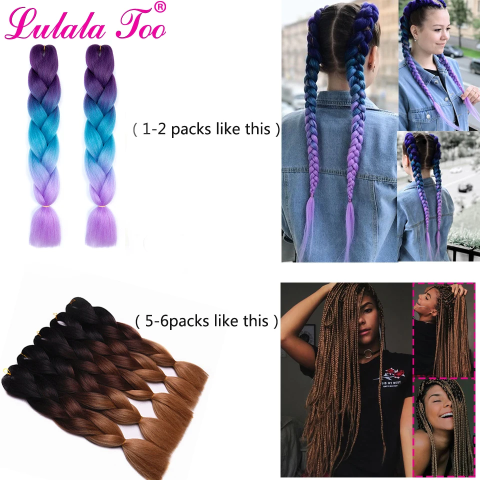 24 Polegada Jumbo Tranças de Crochê Ombre Cabelo Trança de Cabelo Sintético Tranças de Crochê 100 G/pc Extensões de Cabelo Azul Rosa Cinza Africano 7 g pc rosa azul cinza extensões do cabelo africano