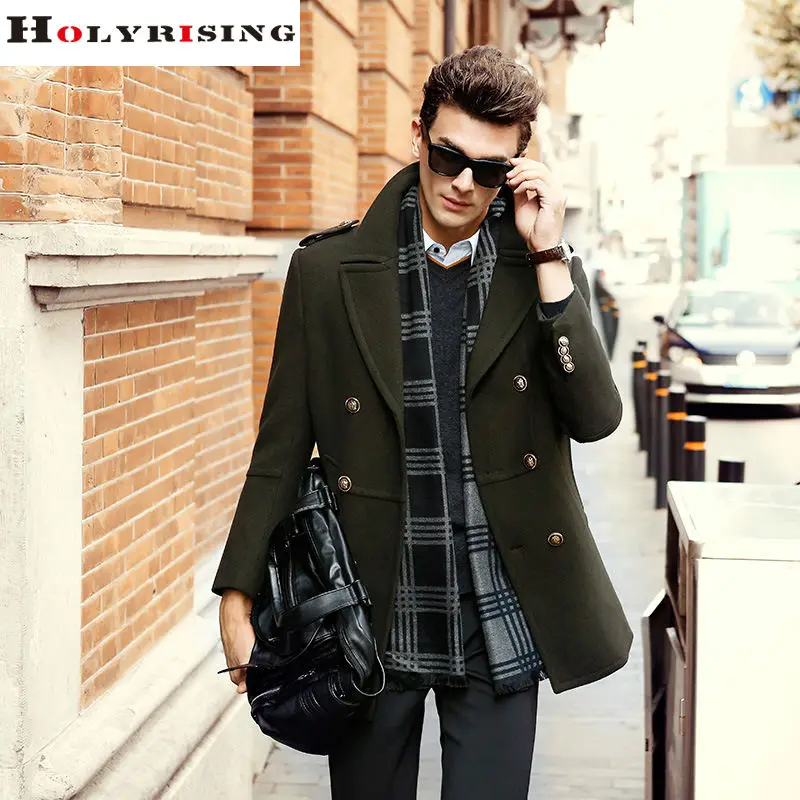 Мужские шерстяные пальто, зимние модные элегантные длинные куртки на двух пуговицах, мужские пальто, мужские пальто, 5 цветов, Holyrising