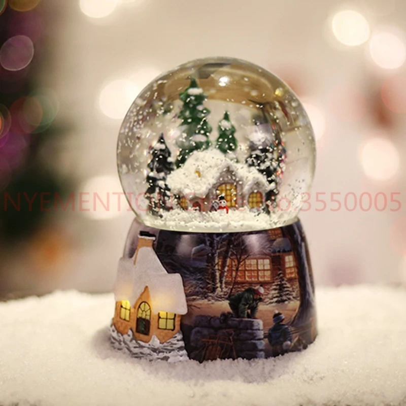 

The crystal ball music box snowflake rotating luminous birthday gift to send girls to creative bestie children 5PCS